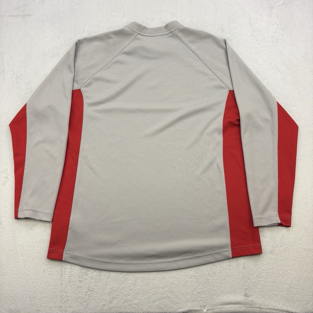Vintage Nike Shirt Mens XXL Gray Red Jersey Sweatshirt Mesh Y2K Center Swoosh - Picture 6 of 11